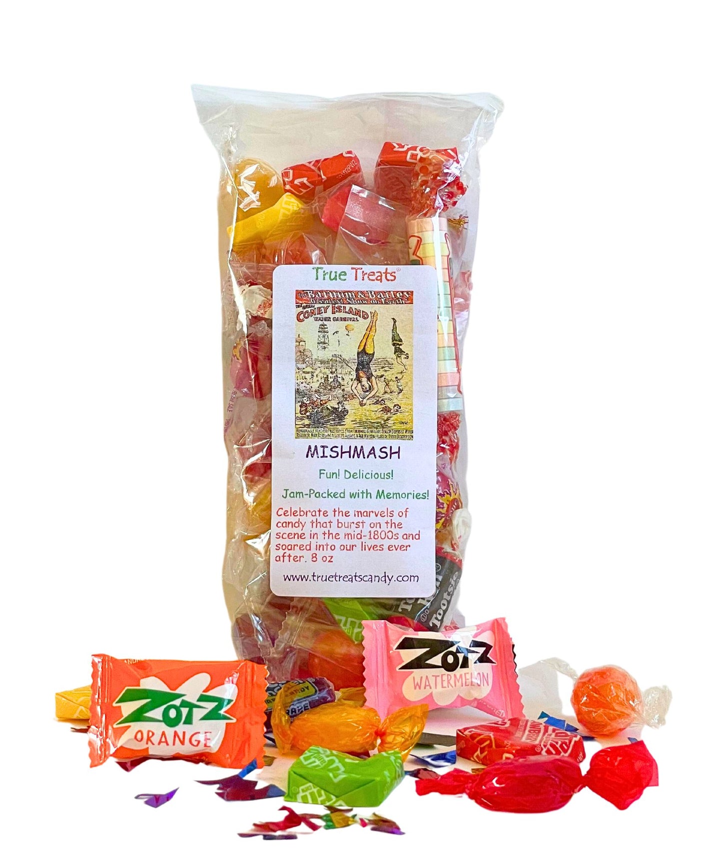 Retro Candy Mish-Mash of retro surprises in decorative 8-ounce bag, Old Time Fun